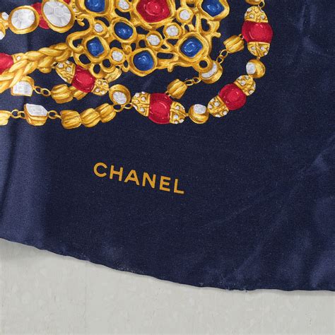 vtg chanel scarf silk italy royal blue w jewels pearls|275 results for vintage chanel silk scarf .